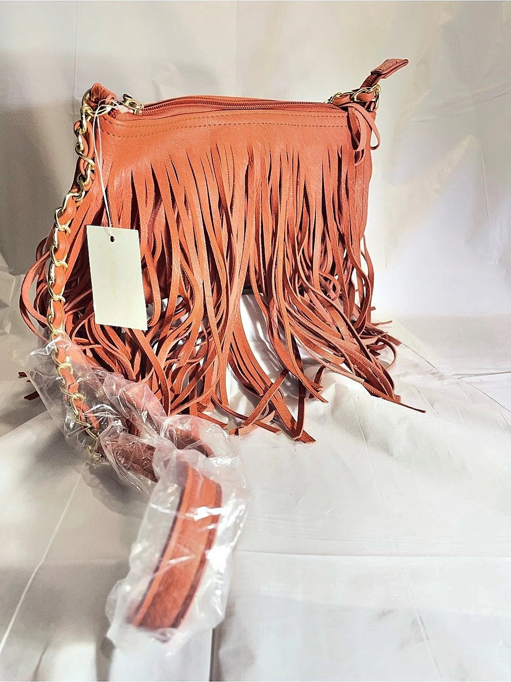 Fringe Shoulder Bag in Orange NWT